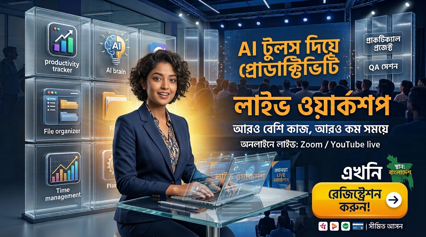 AI টুলস দিয়ে প্রোডাক্টিভিটি লাইভ ওয়ার্কশপ